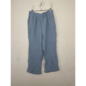 HM Womens Light Blue Double Gauze Cotton Wide Leg Elastic Waist Pants Size M